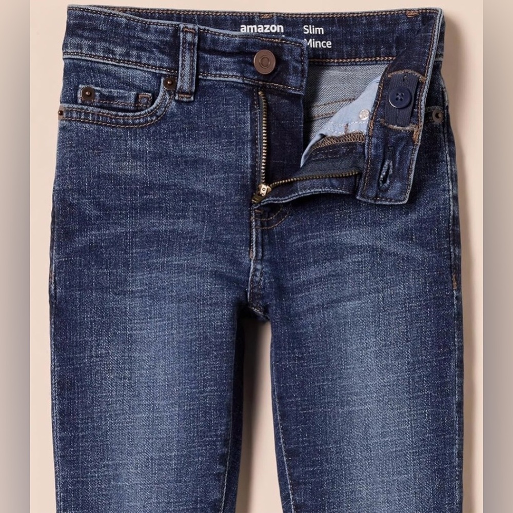 Amazon Essentials Boys Sllim Navy Blue Jeans With Adjustable Inner Straps